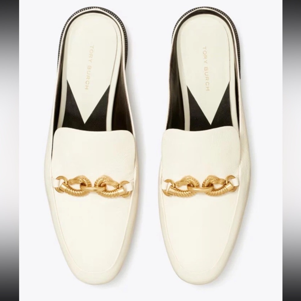 Tory Burch Jessa Backless Leather Loafer In Light Cream (156298) Women's Size 6